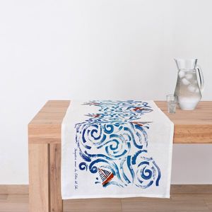 Homewear: Handmade Printed Linen Runner Mare - Made in Italy - Colori del Sole