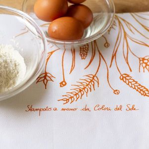Homewear: Handmade Printed in Italy Linen Tea Towel cm 60 x 70- Spighe - Colori del Sole