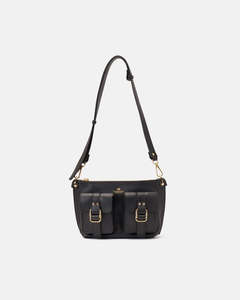 Genuine Leather Crossbody Bag Cargo Black- Cuoieria Fiorentina
