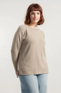Woman Tops Tunics In Italy: Cashmere Round Neck Beige Era - Rifo'
