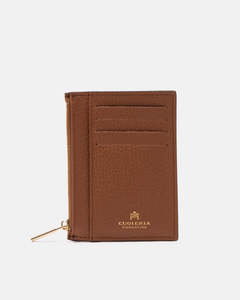 Cuoieria Fiorentina: Genuine Leather Card Holder Velvet Caramel - Cuoieria Fiorentina