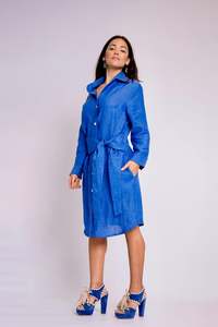 Pure Linen Dress Alia Royal Blue - PosiTiamo