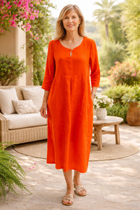Dresses Collection In Italy: Handmade Linen Dress Libera  - Mena Cinque