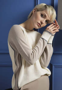 Woman Tops Tunics In Italy: Made in Italy Ticolor Merino Wool Blend Sweater - Caterina D.