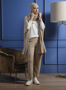 Woman Tops Tunics In Italy: Made in Italy Soft Cashmere Cardigan Beige - Caterina D.