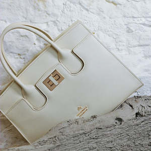 Genuine Leather Tote Bag Bella White - Cuoieria Fiorentina