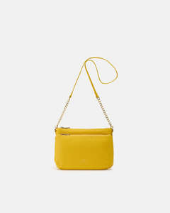 Genuine Leather Velvet Double Bag Yellow - Cuoieria Fiorentina