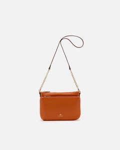 Genuine Leather Velvet Double Bag Orange - Cuoieria Fiorentina