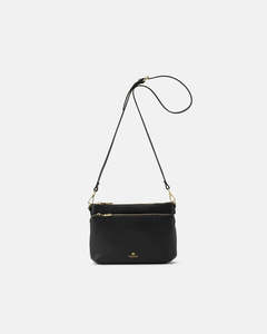Genuine Leather Velvet Double Bag Black - Cuoieria Fiorentina