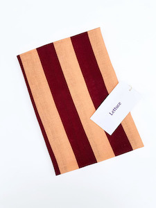 Bold Stripe Peach & Burgundy Linen Tea towel, by Lettuce | 100% Linen