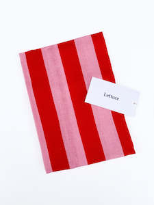 Tea Towel: Bold Stripe Pink & Red Linen Tea towel, by Lettuce | 100% Linen