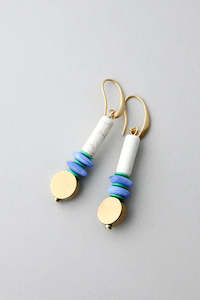 David Aubrey: David Aubrey White, Kelly Green, and Lavender Earrings