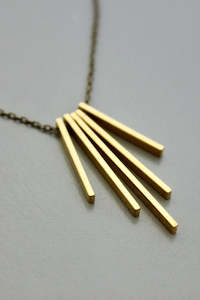 David Aubrey: David Aubrey Mini Brass Bars Necklace