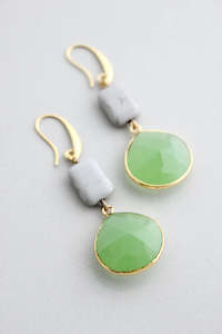David Aubrey: David Aubrey Magnesite and Green Glass Earrings