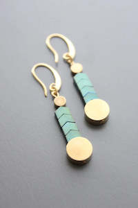 David Aubrey: David Aubrey Hematite and Brass Bead Dangle Earrings