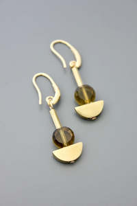 David Aubrey: David Aubrey Half Moon Geometric Dangle Earrings