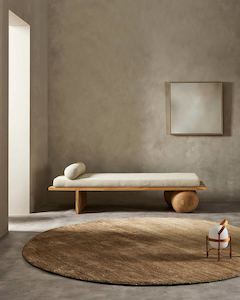 Jute Floor Rugs: Baya Anchorage Round Floor Rug - Sand Dune