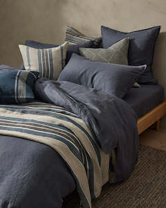 Pillowcases: Ravello Pillowcase Pair - Denim | Standard,  King or Euro Size