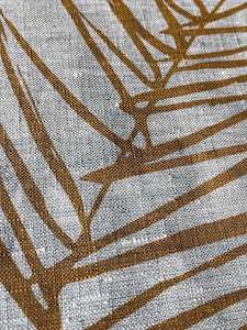 Hand-printed 100% Linen Tea Towel - Leaf, Mustard
