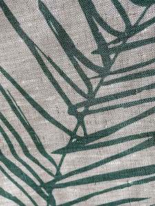 Hand-printed 100% Linen Tea Towel - Leaf, Sage Green