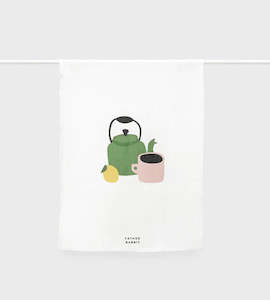 Linen Tea Towels: Teapot Linen Tea towel by Father Rabbit | 100% Linen
