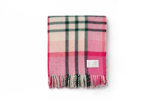 Brens Picks: Ruanui Station Lambswool Throw - Pukehapua Pink Check