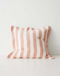 Weave Home Vito Striped Linen Cushion - Coral | 50 x 50cm