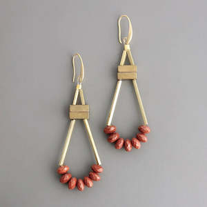 David Aubrey: David Aubrey Red Jasper Dangle Earrings