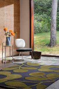 Orla Kiely Sprig Stem Rug - Marine | 100% Wool Designer Floor Rug