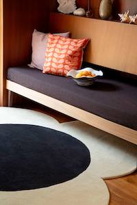 Orla Kiely: Orla Kiely Spot Flower Rug - Ecru and Black | 100% Wool Designer Floor Rug