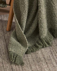 Weave Home Clive Wool Throw Blanket - Spruce | NZ Made | Bouclé
