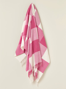 Plaid Throws: NZ Wool Throw - Checkboard, Pink | 100% Merino Wool
