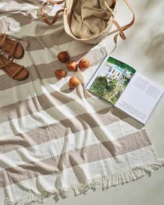 Cotton Throws: Baya Cheltenham Throw - Pebble | Cotton