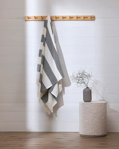 Cotton Throws: Baya Cheltenham Throw - Storm Blue | Cotton