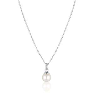 Linda Tahija: Linda Tahija Cleo Pearl Necklace - Silver | Adjustable