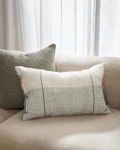 Cushions: Baya Oliver Lumbar Cushion - Sage