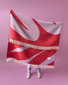 Throws: Maison Deux Swirl Lilac Scarlet | Large Reversible Wool Throw