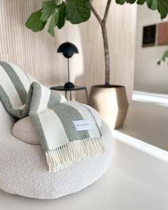 Maison Deux Rough Stripe - Agave | Large Reversible Wool Throw