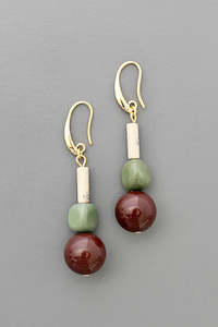 David Aubrey: David Aubrey Jasper and Serpentine Dangle Earrings