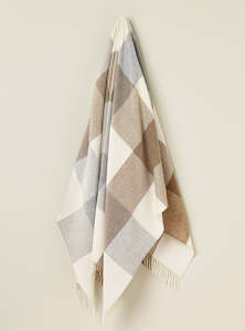 Checkerboard Throw Blanket - Islay Natural | 100% NZ Merino Wool