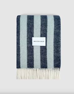 Maison Deux Candy Wrap - Navy Ice Blue | Large Reversible Wool Throw