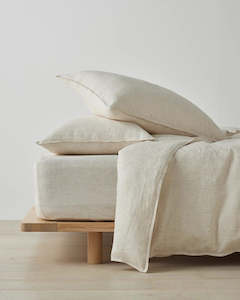 Quilt Covers: Ravello Linen Quilt Cover - Savanna Pinstripe| Weave Home