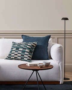 Patterned Cushions: Baya Hugo Linen Cushion - Sky | 45 x 55cm