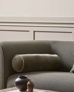 Plain And Textured Cushions: Baya Elliot Velvet Bolster Cushion - Thyme