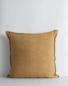 Windswept Coast By Baya: Baya Cassia Handwoven 100% Linen Cushion - Cumin | Square