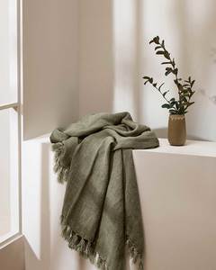 Baya Millhouse Throw - Winter Moss | 100% Linen