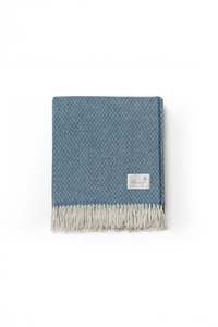 Ruanui Station Lambswool Throw - Bentley Blue