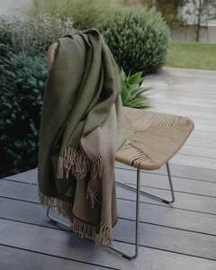 Weave Harris Merino Lambswool Throw - Moss