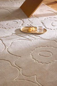 Marimekko Piirto Unikko Wool Rug - Greige