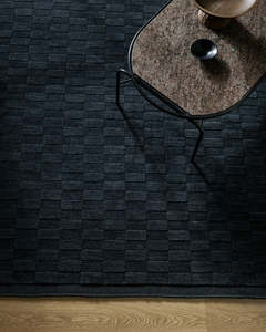 Baya Hugo Wool Floor Rug - Midnight